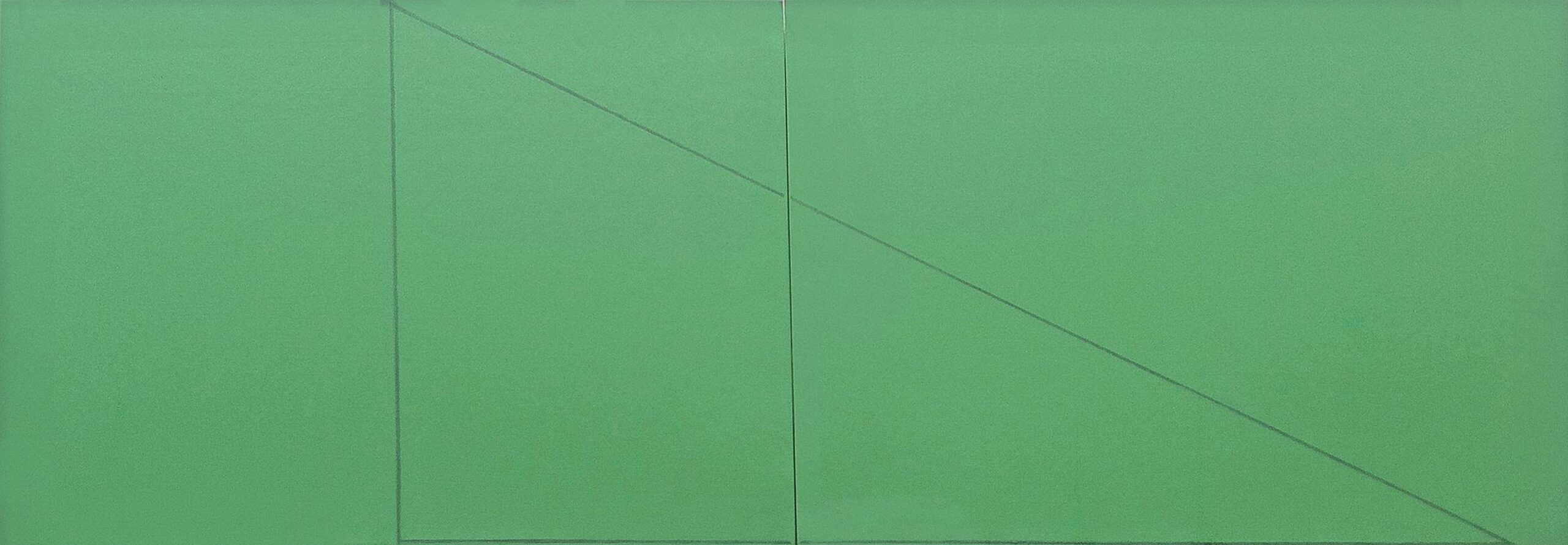 A Triangle Within Two Rectangles Green  by Robert Mangold